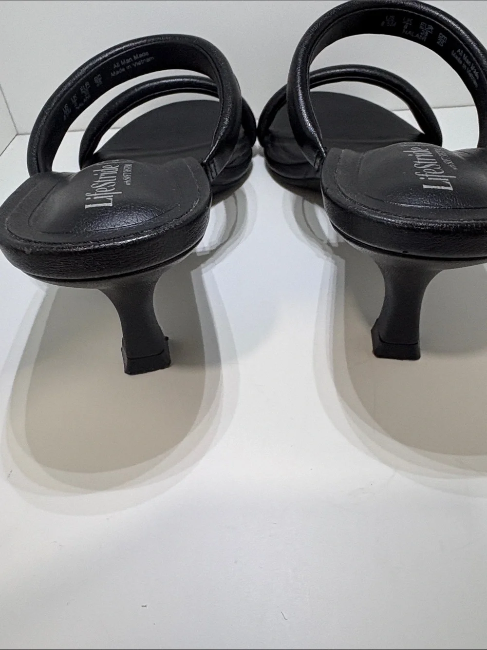 Life Stride Black Double Band Slide Heels
